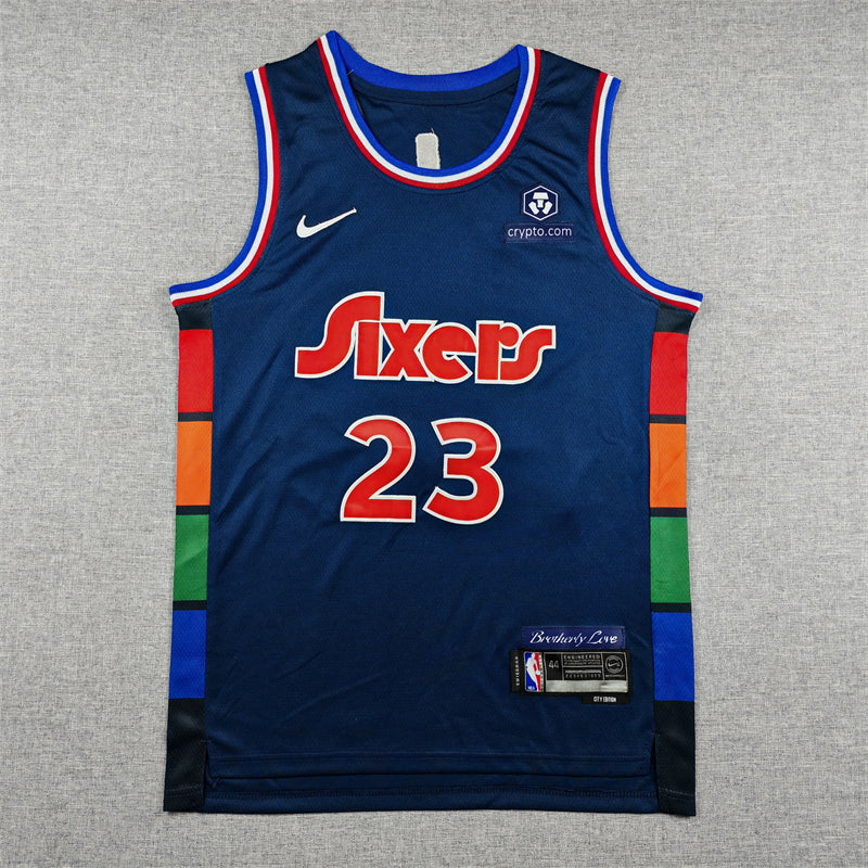 Men's Philadelphia 76ers LeBron James #23 Navy 2021/22 Swingman Jersey - City Edition