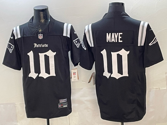 Men's New England Patriots Drake Maye #10 Black Player Game Jersey