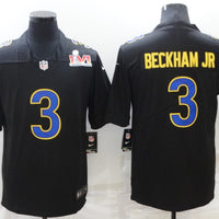Men's Los Angeles Rams Odell Beckham Jr. #3 Black Super Bowl LVI Game Fashion Jersey1