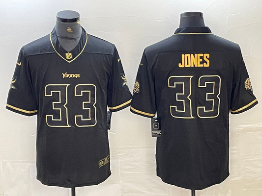 Men's Minnesota Vikings Aaron Jones #33 Black Player Game Jersey1