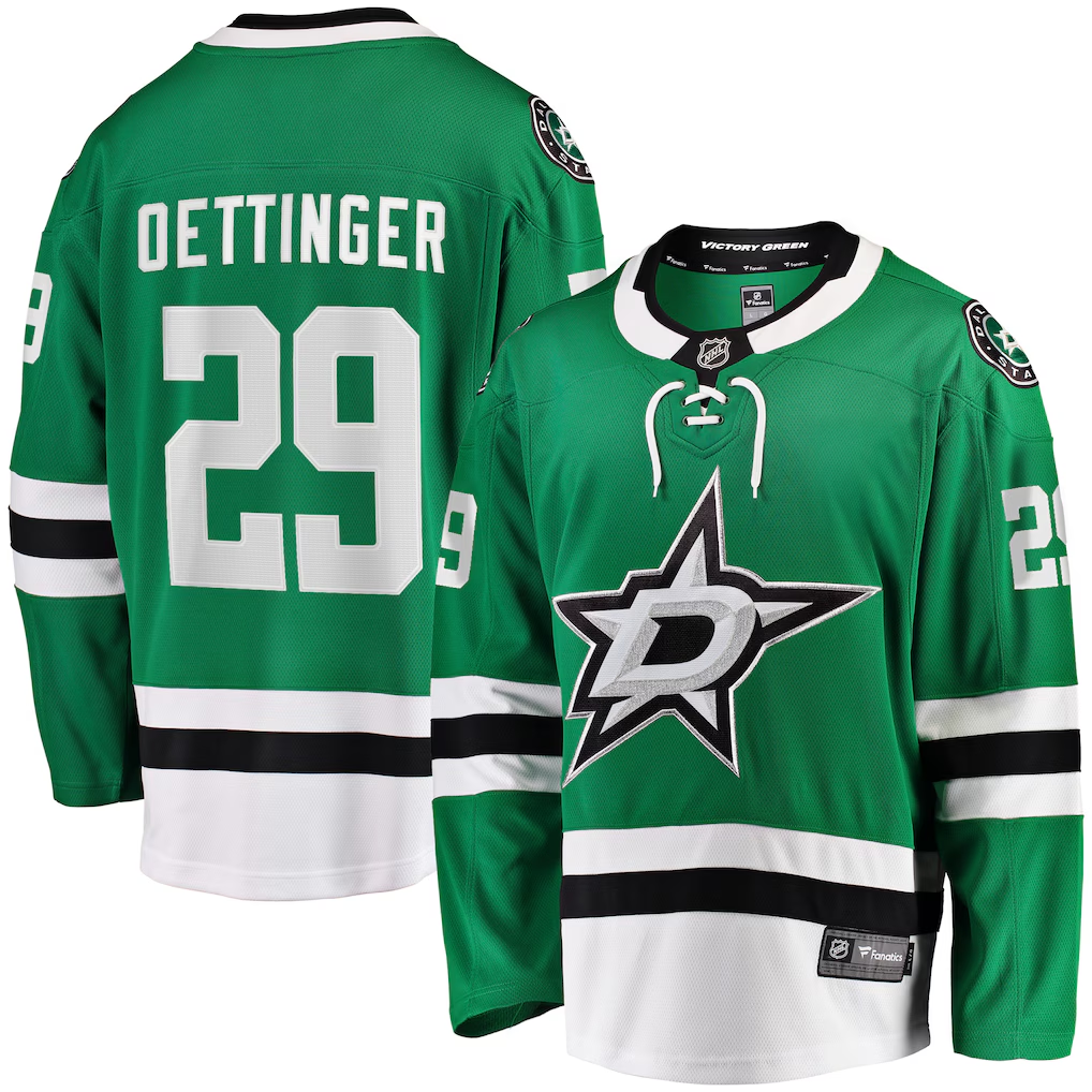 Men's Dallas Stars Jake Oettinger #29 Fanatics Kelly Green Home Breakaway Player Jersey