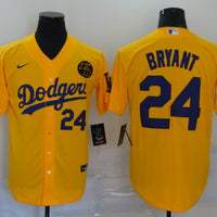Men's Los Angeles Dodgers Kris Bryant #24 Yellow Replica Baseball Jersey1
