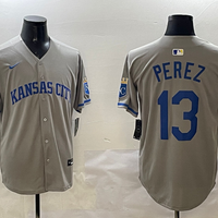 Men's Kansas City Royals Salvador Perez #13 Gray Limited Player Jersey1