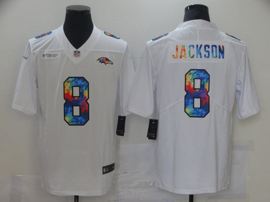 Men's Baltimore Ravens Lamar Jackson #8 White Game Player Jersey1