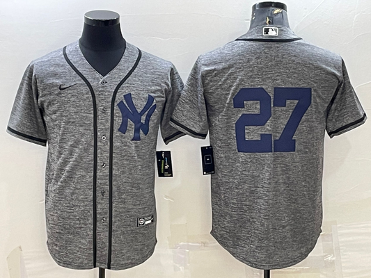 Men's New York Yankees Giancarlo Stanton #27 Gray Replica Game Name Jersey1