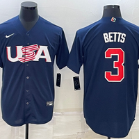 Men's 2023 World Baseball Classic #3 Mookie Betts USA Navy Jersey1