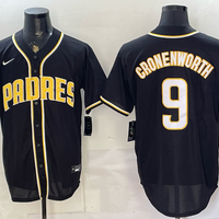 Men's San Diego Padres Jake Cronenworth #9 Fashion Replica Black Out Jersey