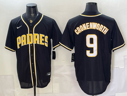 Men's San Diego Padres Jake Cronenworth #9 Fashion Replica Black Out Jersey