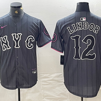 Men's New York Mets Francisco Lindor #12 Graphite 2024 City Connect Limited Player Jersey1
