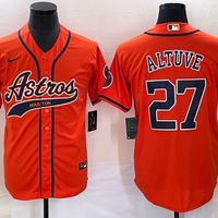Men's Houston Astros Jose Altuve #27 Orange Replica Jersey1 Joint Edition