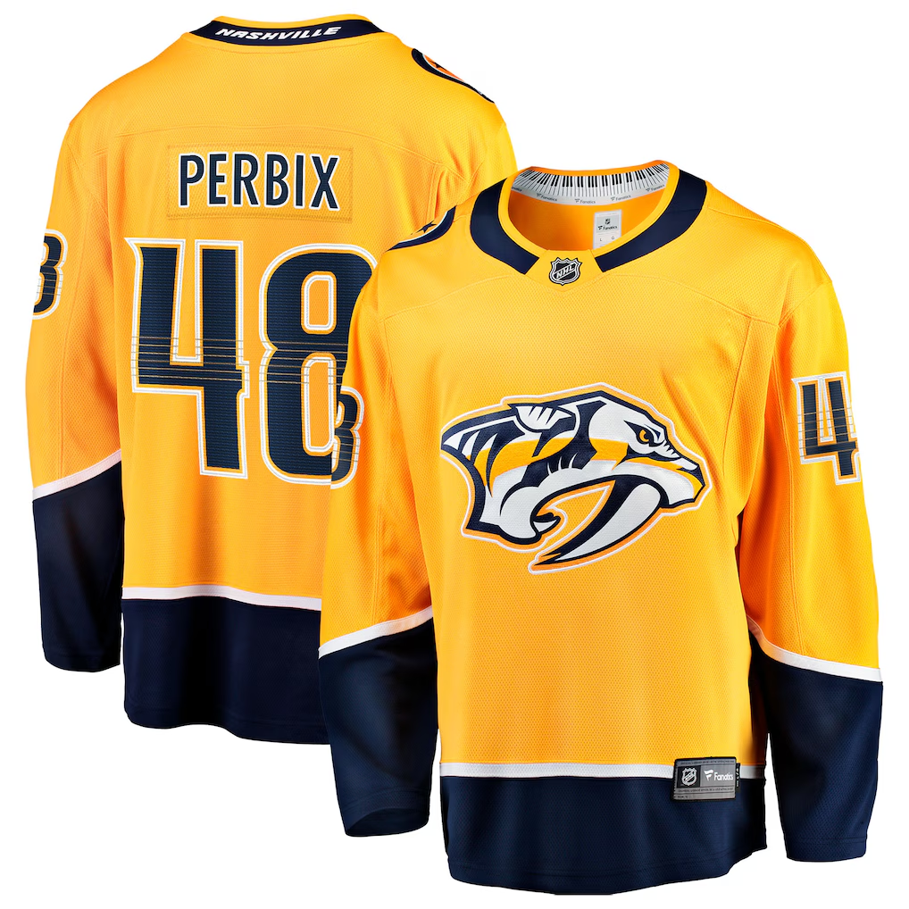 Nick Perbix #48 Nashville Predators Gold Home Breakaway Jersey - JerseysFreak