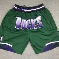 Men's Milwaukee Bucks Basketball Shorts1 With pocket Vintage Green