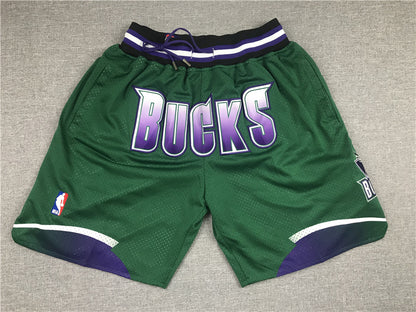 Men's Milwaukee Bucks Basketball Shorts1 With pocket Vintage Green