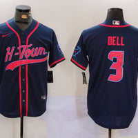Men's Houston Texans Tank Dell #3 Navy Game Player Jersey1