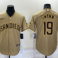 Men's San Diego Padres Tony Gwynn #19 Khaki Stitched Jersey1