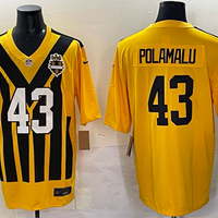 Men's Pittsburgh Steelers Troy Polamalu #43 Gold Alternate 1933 Throwback Game Jersey