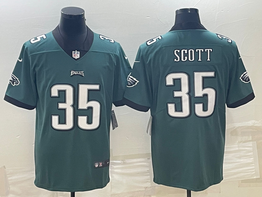 Men's Philadelphia Eagles Boston Scott #35 Midnight Green Game Jersey1