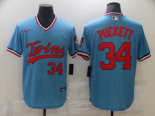 Men's Minnesota Twins Kirby Puckett #34 Blue Replica Player Jersey1