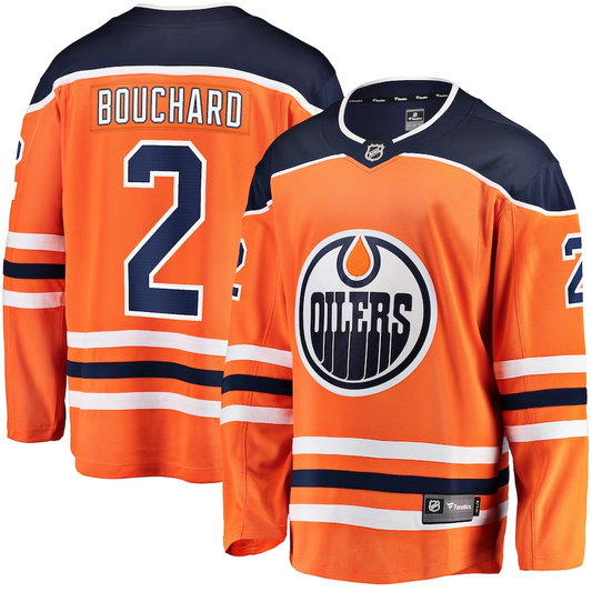 Men's Edmonton Oilers Evan Bouchard #2 Orange Home Breakaway Player Jersey1