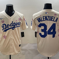 Men's Los Angeles Dodgers Fernando Valenzuela #34 Cream Player Jersey