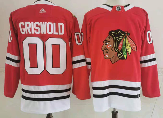 Men's Chicago Blackhawks Clark Griswold #00 Christmas Vacation Red Breakaway Player Jersey1