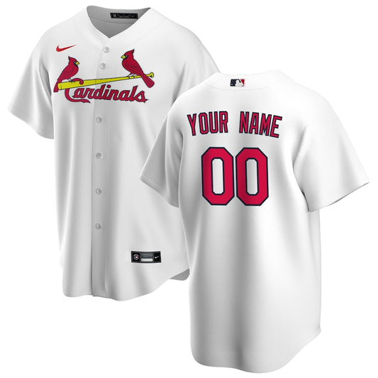 Men's St. Louis Cardinals White Home Replica Custom Jersey1