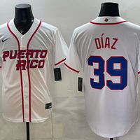 Men's Puerto Rico Baseball Edwin Diaz #39 White 2026 World Baseball Classic Stadium Jersey
