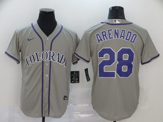 Men's Colorado Rockies Nolan Arenado #28 Gray Replica Baseball Jersey1