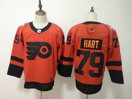 Men's Philadelphia Flyers Carter Hart #79 Orange Game Jersey1