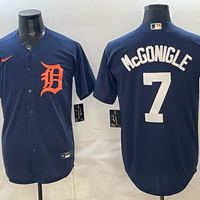 Men's Detroit Tigers Kevin McGonigle #7 Navy Replica Player Jersey