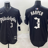 Men's Philadelphia Phillies Bryce Harper #3 Black Replica Player Jersey