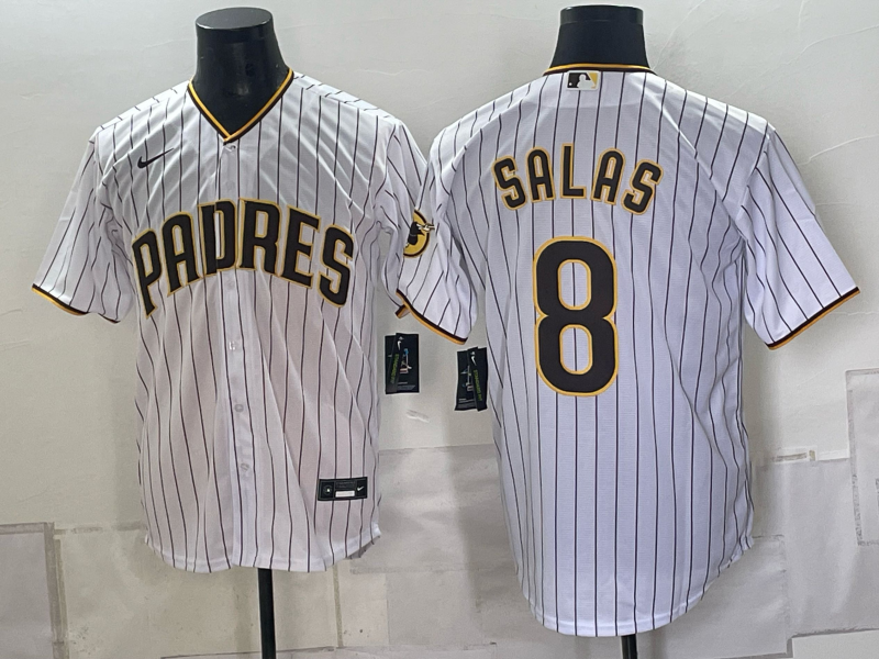Men's San Diego Padres Eguy Salas #8 White Home Replica Jersey