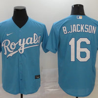 Men's Kansas City Royals Bo Jackson #16 Blue Replica Player Jersey1