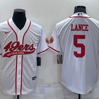 Men's San Francisco 49ers Trey Lance #5 White Game Jersey1 Joint Edition