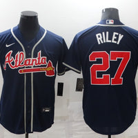 Men's Atlanta Braves Austin Riley #27 Navy Replica Player Jersey1