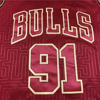 Men's Chicago Bulls Dennis Rodman #91 Red Hardwood Classics Swingman Jersey1
