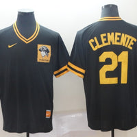 Men's Pittsburgh Pirates Roberto Clemente #21 Black Replica Game Jersey1