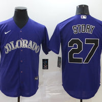 Men's Colorado Rockies Trevor Story #27 Purple Replica Baseball Jersey1