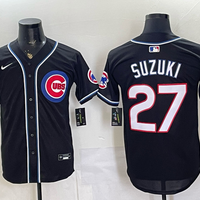 Men's Chicago Cubs Seiya Suzuki #27 Fashion Replica Black Out Jersey