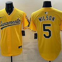 Men's Oakland Athletics Jacob Wilson #5 Gold Alternate Stadium Jersey