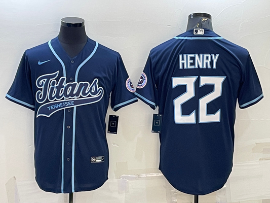 Men's Tennessee Titans Derrick Henry #22 Navy Game Jersey1