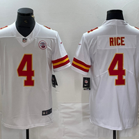 Men's Kansas City Chiefs Rashee Rice #4 White Game Jersey1