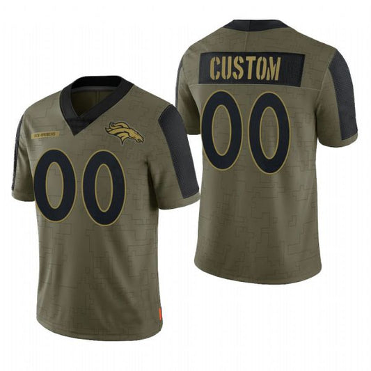 Custom1 Denver Broncos Olive 2021 Salute To Service Limited Football Jersey1