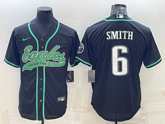 Men's Philadelphia Eagles DeVonta Smith #6 Black Game Jersey1 Joint Edition