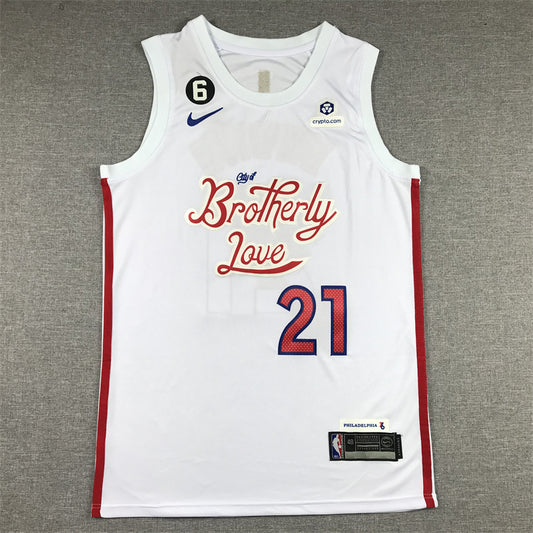 Men's Philadelphia 76ers Joel Embiid #21 White 2022/23 Swingman Jersey1 - City Edition