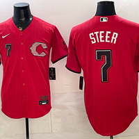 Men's Cincinnati Reds Spencer Steer #7 Red 2026 City Connect Stadium Jersey