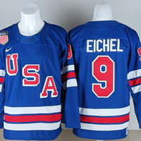 Men's United States Hockey Jack Eichel #9 Royal 2026 Winter Olympics Jersey