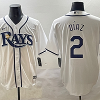 Men's Tampa Bay Rays Yandy Diaz #2 White Home Replica Player Jersey