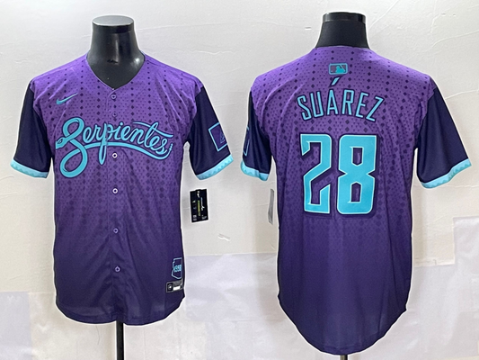 Men's Arizona Diamondbacks Eugenio Suarez #28 Purple 2025 City Connect Limited Player Jersey