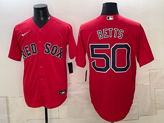 Men's Boston Red Sox Mookie Betts #50 Red Replica Player Jersey